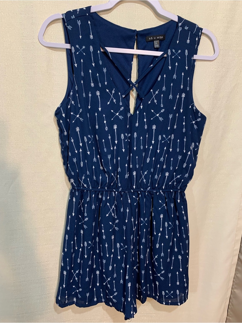 As U Wish Navy Arrow-Print Sleeveless Romper a2/44